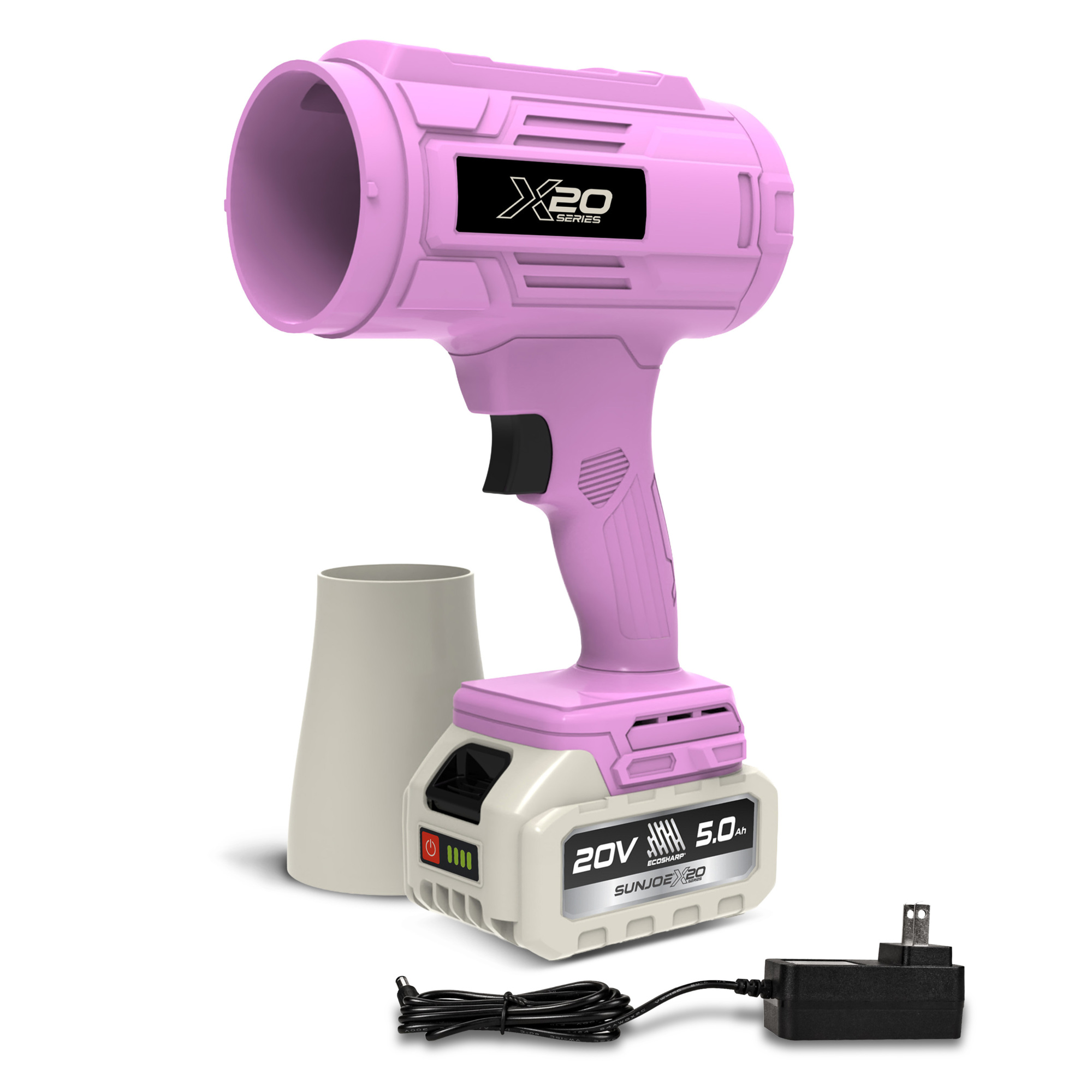 20v kit - blower + 1 nozzle + 2 pin charger + 5 A battery, Pink